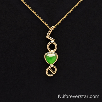 18k giele gouden izige jadeite-pendant